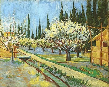  blossom Oil Painting - Orchard in Blossom Bordered by Cypresses Vincent van Gogh